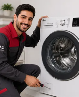 سرویس دوره‌ای و تمیز کردن فیلتر تخلیه ماشین لباسشویی LG برای بهبود عملکرد دستگاه