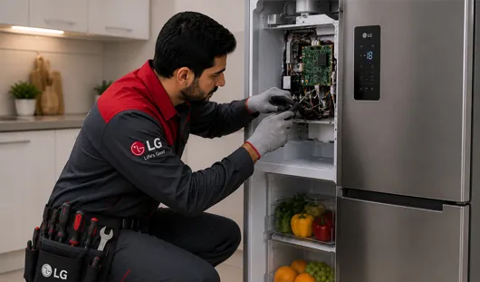 تعمیرات هوشمند یخچال فریزر ساید بای ساید ال جی و تعویض فن و سنسورهای دمایی